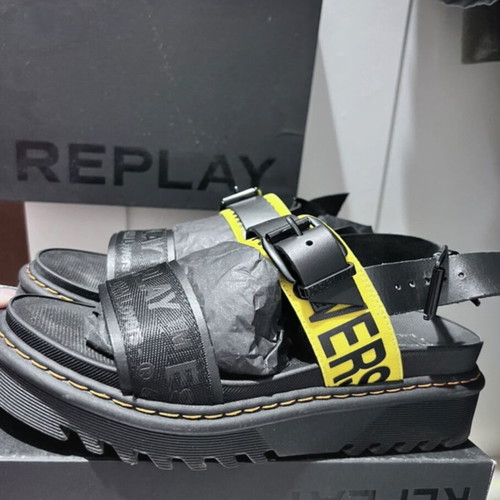 Replay Adel Tape flatform sandals new, black with yellow details, size 41