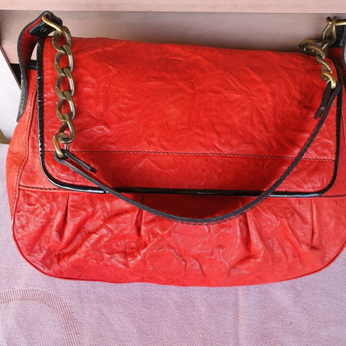 Fendi shoulder bag used, red and orange, leather