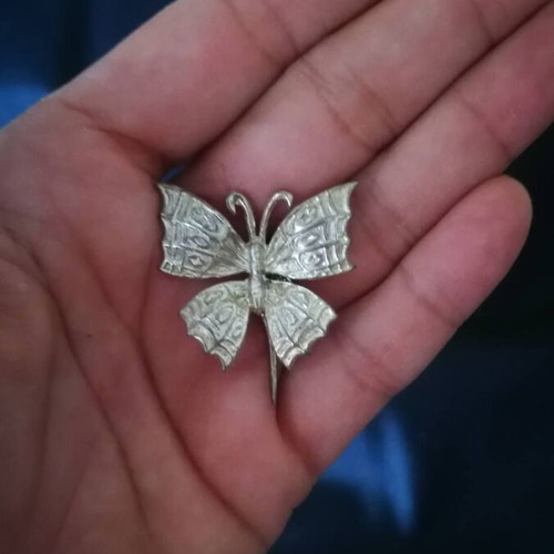 Silver 924 butterfly brooch used