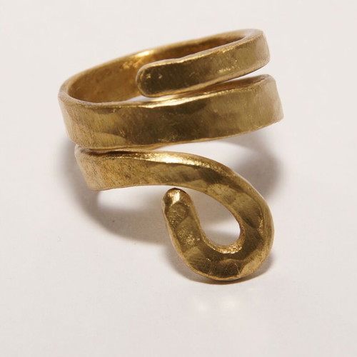 Spiral ring new gold handmade from brass