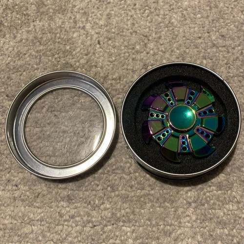 Fridget spinner used, rainbow holographic, with box