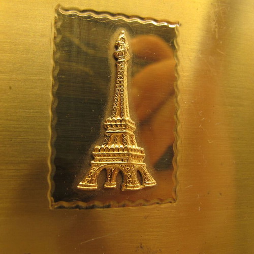Vintage French cigarette case with Eiffel Tower relief, like new