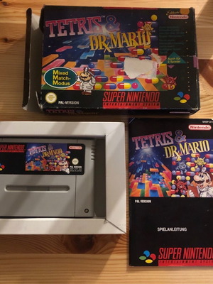 Nintendo SNES Tetris & DrX Mario PAL used CIB