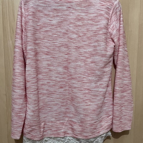 Winter blouse with embroidered white border, cotton, pink