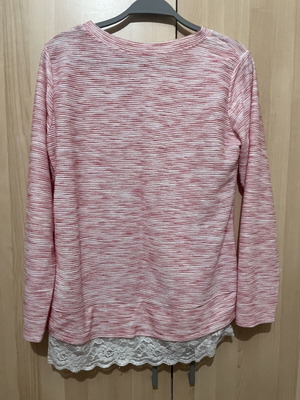 Winter blouse with embroidered white border, cotton, pink