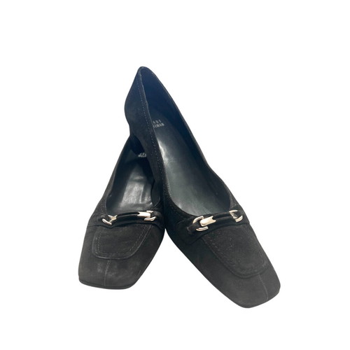 Stuart Weitzman black suede mid heels used