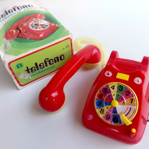 Mechanical Telephone Priftis toy from 1970s, new