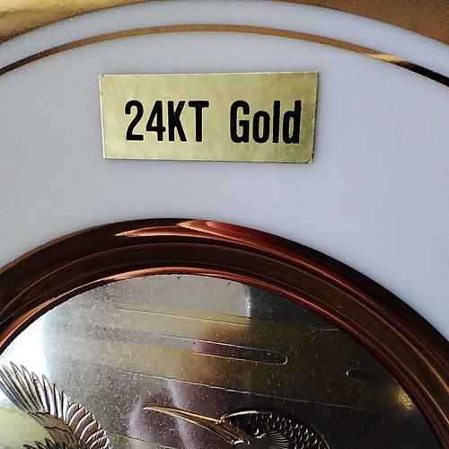 Chokin Decorative Plate Japan 24K Gold Birds Like New