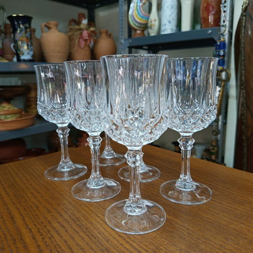 Glass wine glasses stemmed rhombus set of 6 new