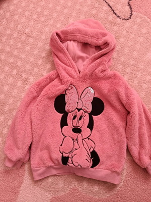 Pink Minnie Mouse furry sweatshirt 3-4 years like new with sequin embroidery
