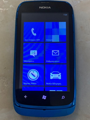 Nokia Lumia 610 used, blue, for spare parts