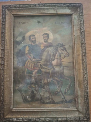 Εικόνα Άγιοι Θεόδωροι βιντατζ μεταχειρισμένη 13×23