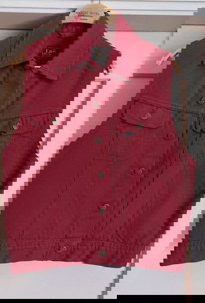 Denim γιλέκο Lee βαθύ κόκκινο (burgundy)