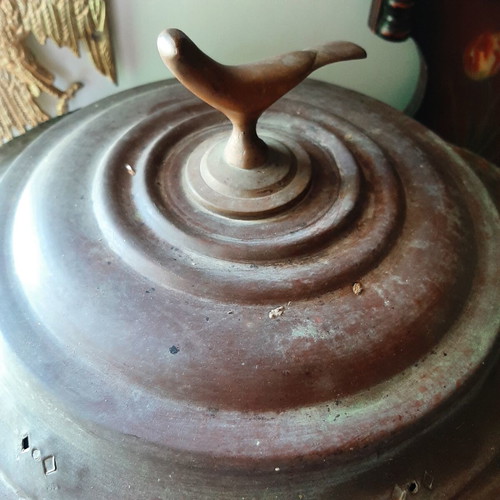 Prewar copper mangali with brass handles used