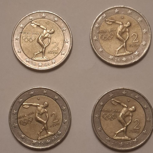 Olympic Games Athens 2004 2 Euro Coins like new, set of 4