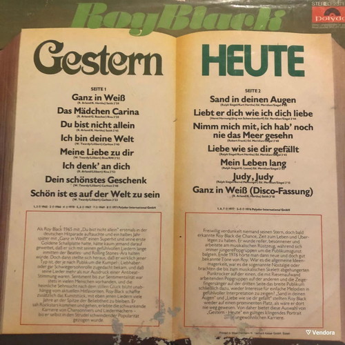 Vinyl Roy Black – Gestern - Heute German Copy Vocal Easy Listening Record Near Mint