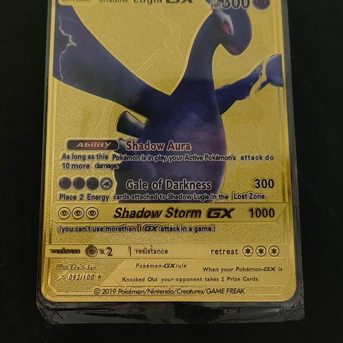 Shadow Lugia GX Pokemon Collector's Gold Metal Card like new