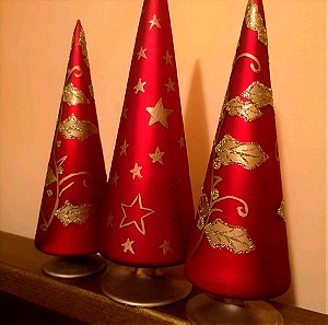 Χριστουγεννιάτικα στολίδια κόκκινα δεντράκια πακέτο