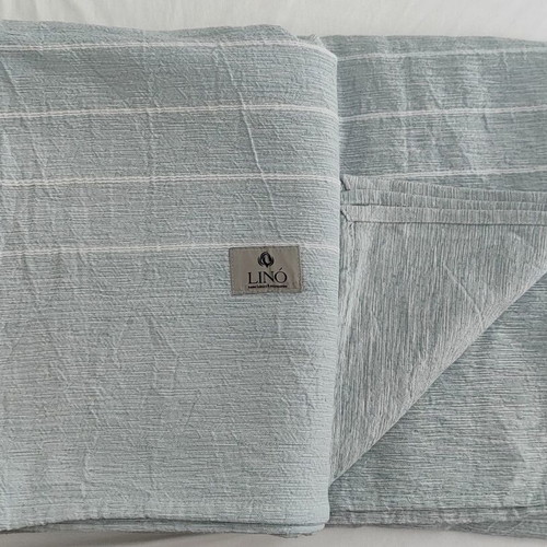 LINOhome Gala Sofa Cover Set new, linen, blue with white stripe