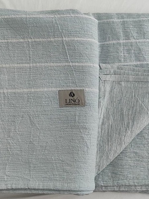 LINOhome Gala Sofa Cover Set new, linen, blue with white stripe