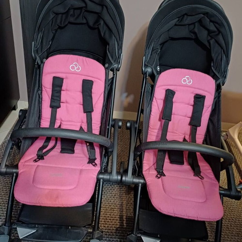 Bumprider Connect 2 Black - Pink Twin Stroller Set