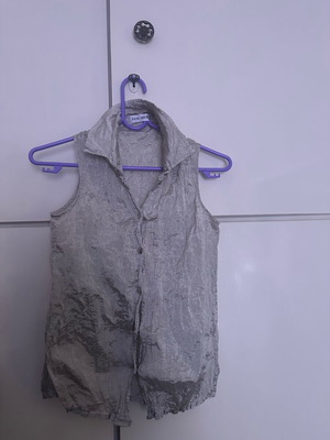 Hauber Sleeveless Shirt S like new, gray with crinkle plissé effect