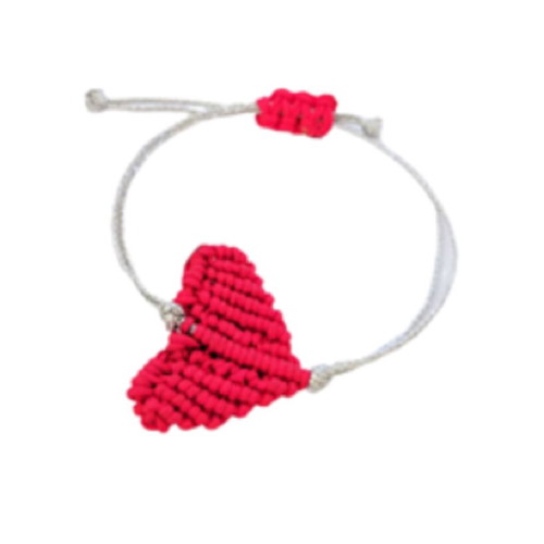 Valentine's Day gift handmade macrame bracelet red heart