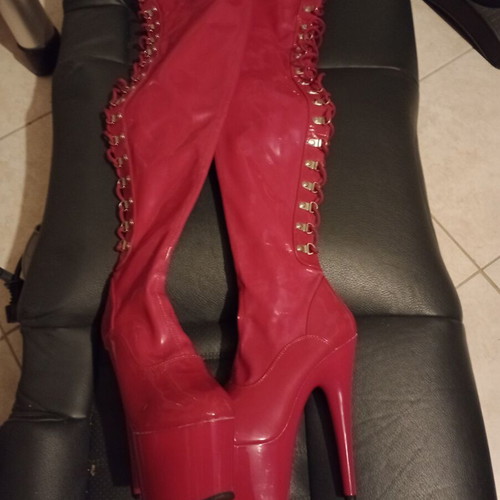 Pleaser Flamingo 3063 boots size 37 used red 17 cm heel