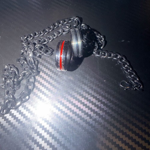 Chain set with 2 gloss black rings new