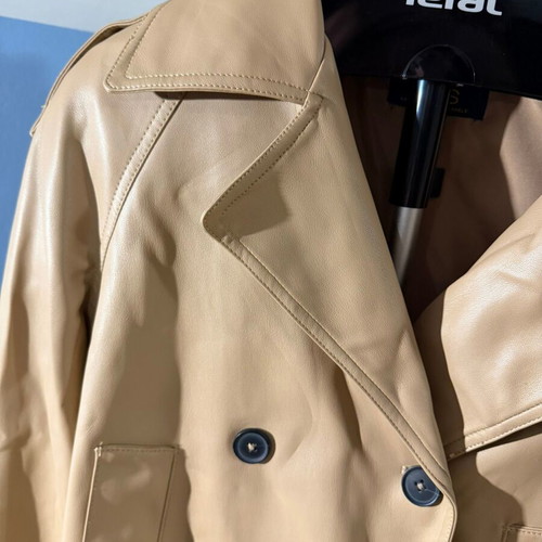 Leather short trench coat OVS like new, beige, size XS