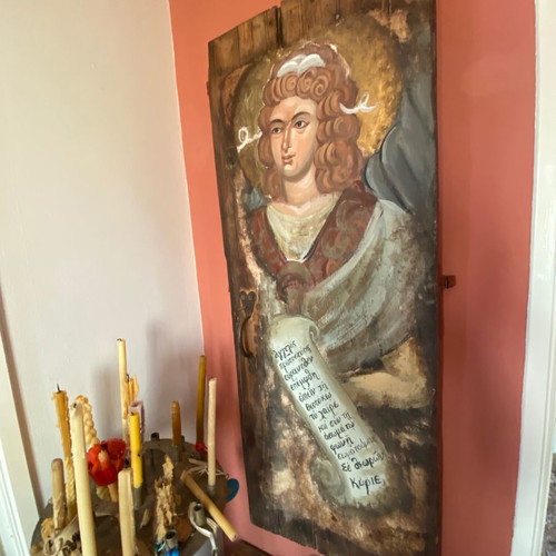 Painting on old painted door
