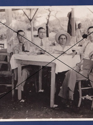 1929 Vouliagmeni Attica photo used, friends at tavern