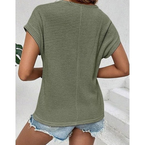 Dokotoo women's summer blouse with lace, moss green