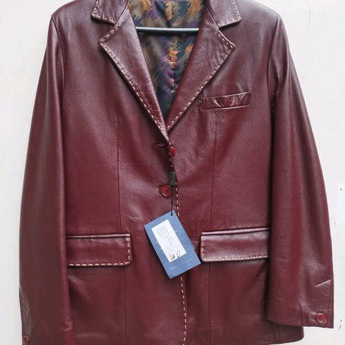 Italian leather jacket used, genuine leather, size 44