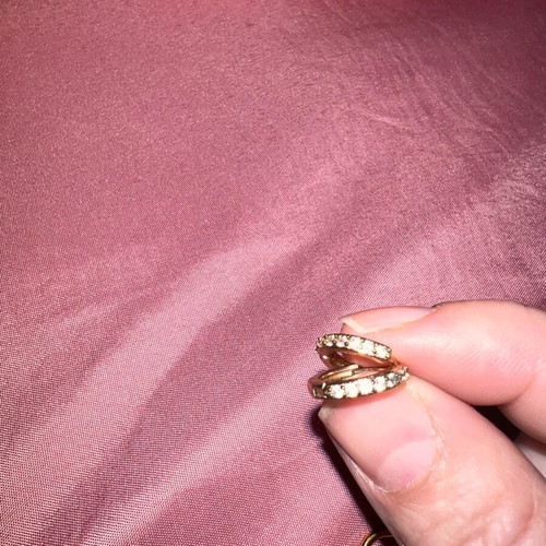 Hoop earrings set of 2 in gold, like new, one with rhinestones