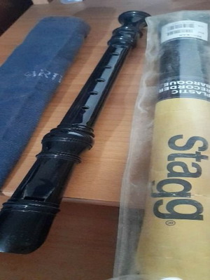 Pack of two used school recorders, black and beige