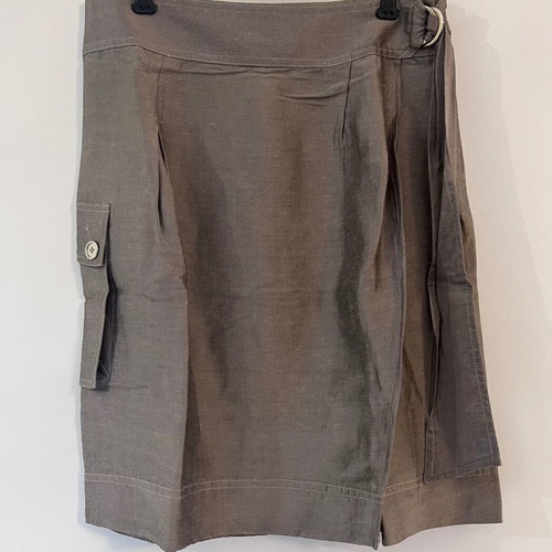 Cerruti linen skirt, brown/olive, size M 38 10
