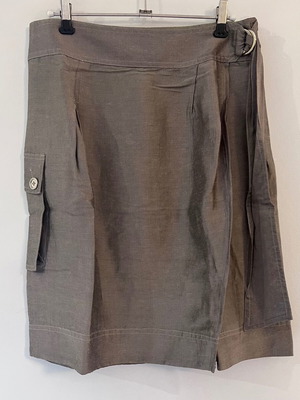 Cerruti linen skirt, brown/olive, size M 38 10
