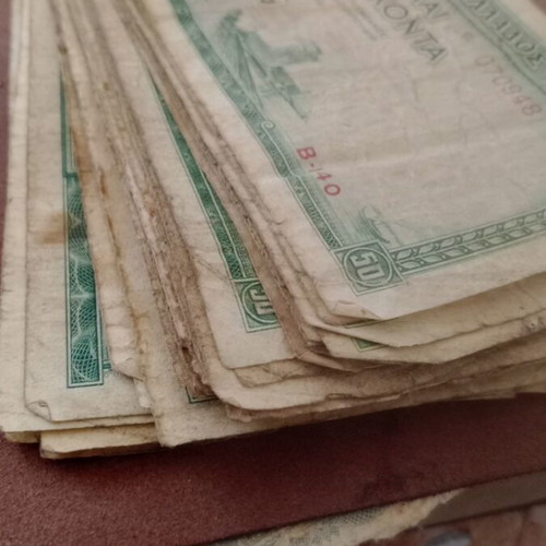 50 Drachma Banknotes 1939 used, pack of 40, Bank of Greece