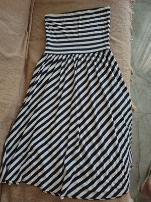 Esmara Strapless Midi Dress White and Navy Blue used, sizes S and M