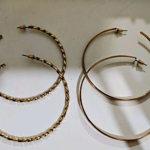 Hoop earrings used, 2 pairs gold tone