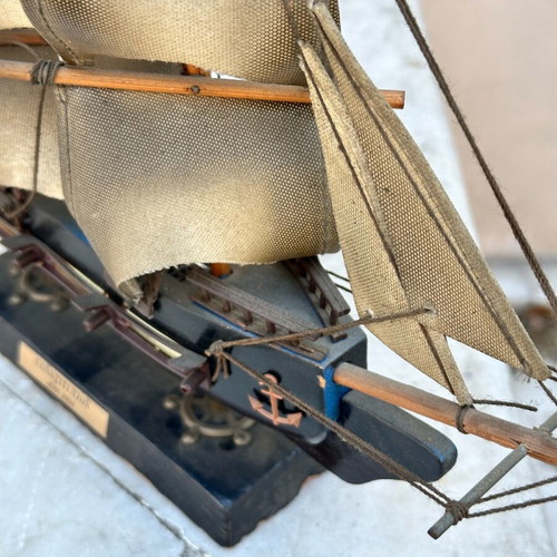 Wooden Constitution sailing ship decoration used with canvas sails