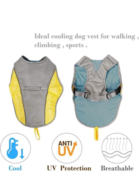 Dog cooling vest γιλέκο σκύλων για δροσιά και αντιηλιακή προστασία κίτρινο γκρι XL καινούργιο