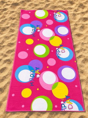 Happy Day Beach Towel new, colorful modern circle design 180x105 cm