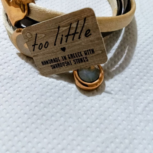 Leather bracelet Too Little double beige and black with gold details like new