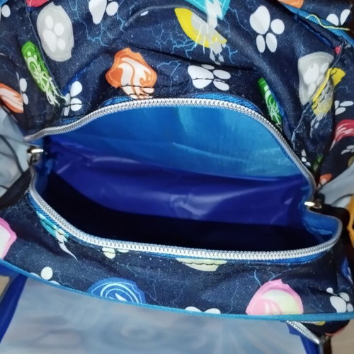 Preschool backpack, blue with Paw Power design