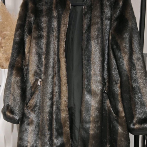 Zara synthetic fur coat jacket black and brown like new