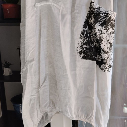 Linen long dress new, boho style, size XL, black and white