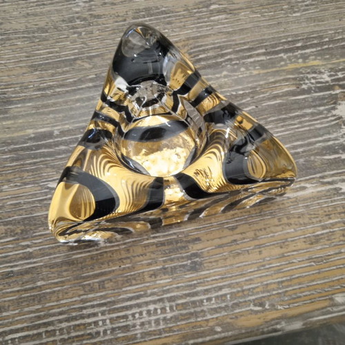 Costa Boda candle holder used, crystal black gold for tealight