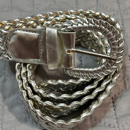 Women's silver braided belt like new, adjustable